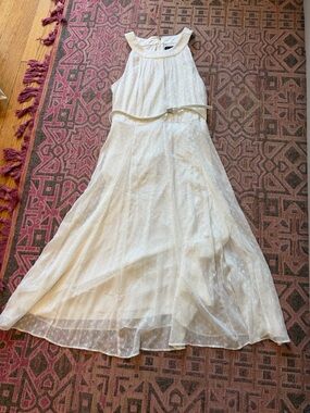 Tommy Hilfiger White Swiss Dot Midi Dress Belted Women’s Size 12